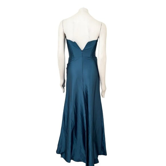 NWT VTG JESSICA MCCLINTOCK Drop Waist Strapless Formal Satin Gown in Teal SZ 4 - Picture 7 of 12